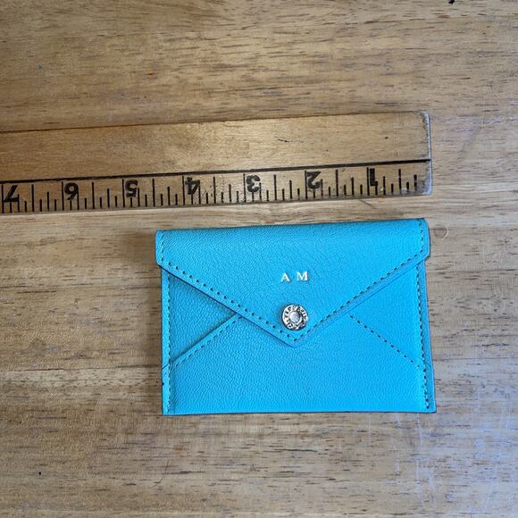 TIFFANY & Co. Business Card Holder Leather Envelope Style Tiffany Blue - Picture 2 of 9